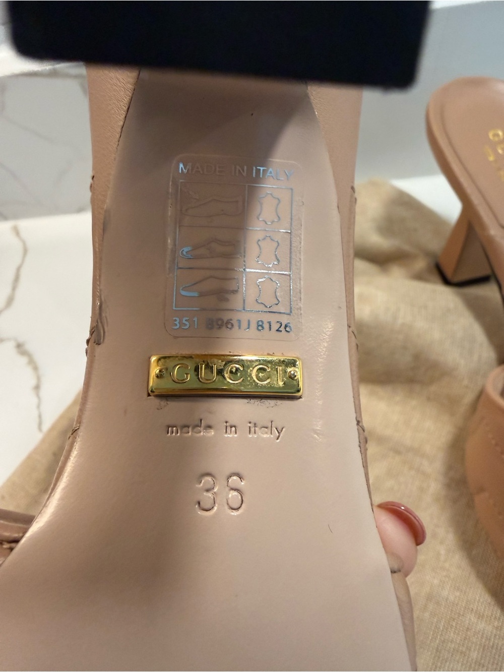 Gucci Nappa Matelassé GG Marmont Slides – Size 6 - Picture 6 of 9